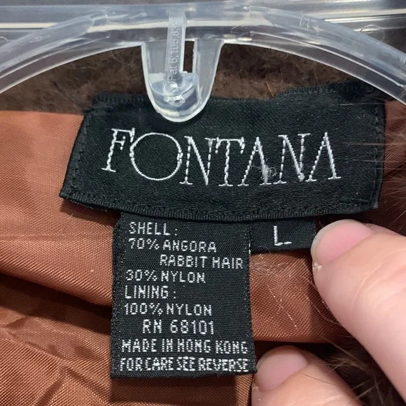 Angora Rabbit Fur Hair Vintage Genuine Embellished Rhinestone Jacket Size Large - Picture 3 of 14